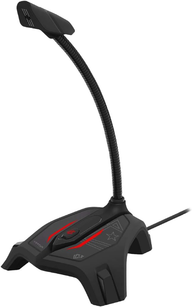 Vertux Gaming Microphone, Professional High Definition Omnidirectional USB Gaming Mic with Flexible Gooseneck, Mute Button and Built-in LED Backlit for Gaming Console, Recording, PC BLACK Vertux Gaming Microphone, Professional High Definition Omnidirectional USB Gaming Mic with Flexible Gooseneck, Mute Button and Built-in LED Backlit for Gaming Console, Recording, PC BLACK